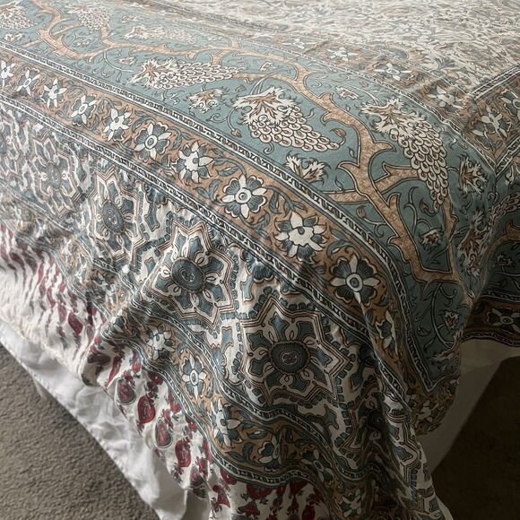 Pottery Barn Selena Kalamkari King Size Cotton Duvet Cover & Two Standard Shams - Picture 5 of 13